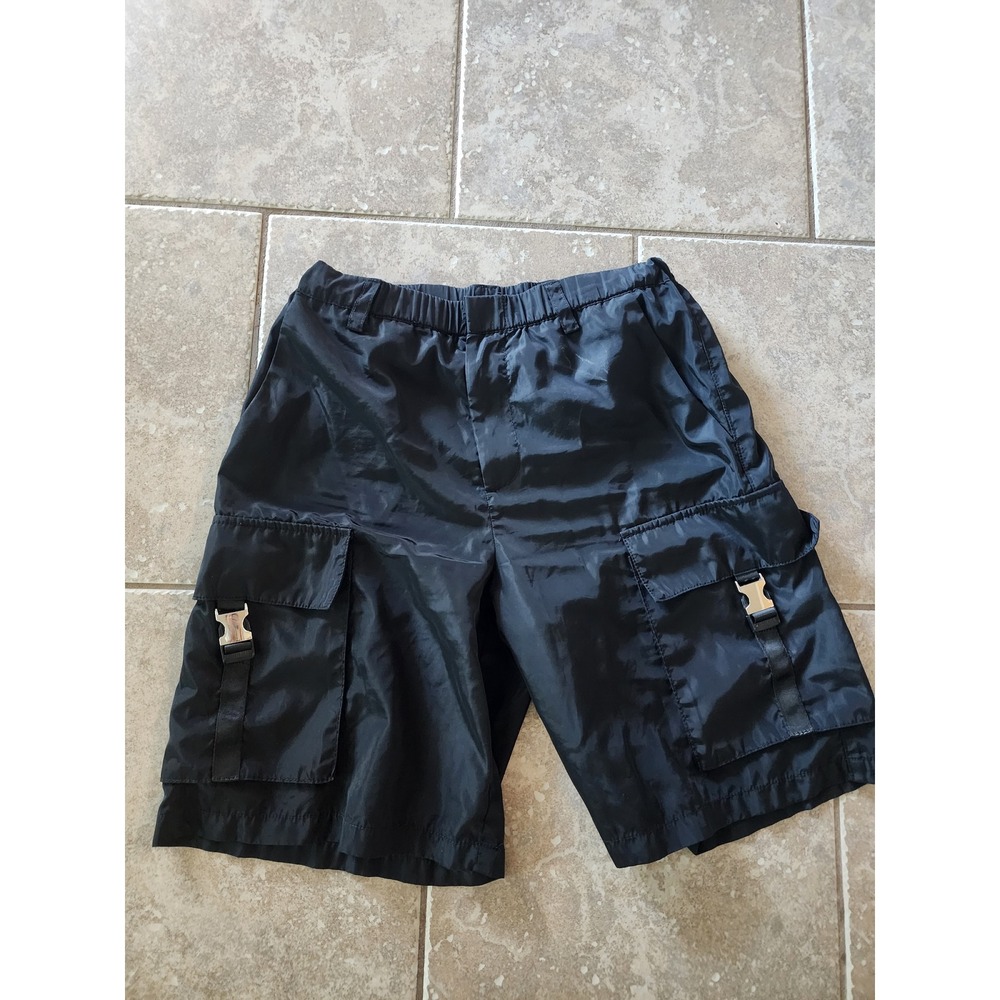 Anthropologie Black Nylon Cargo Shorts Buckle Detail XS Utility Techwear